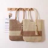 CASUAL WOVEN TWO COLOR BEACH BAG WOVEN BAG_CWAB1861