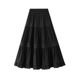 HIGH WAIST A LINE LACE TRIMMED MIDI SKIRT_CWBMS0341