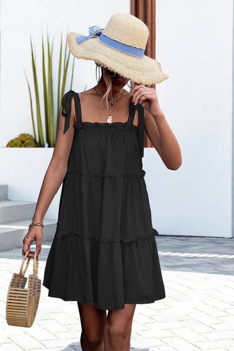 Solid Color Halter Sleeveless Dress_Cwdsd2661