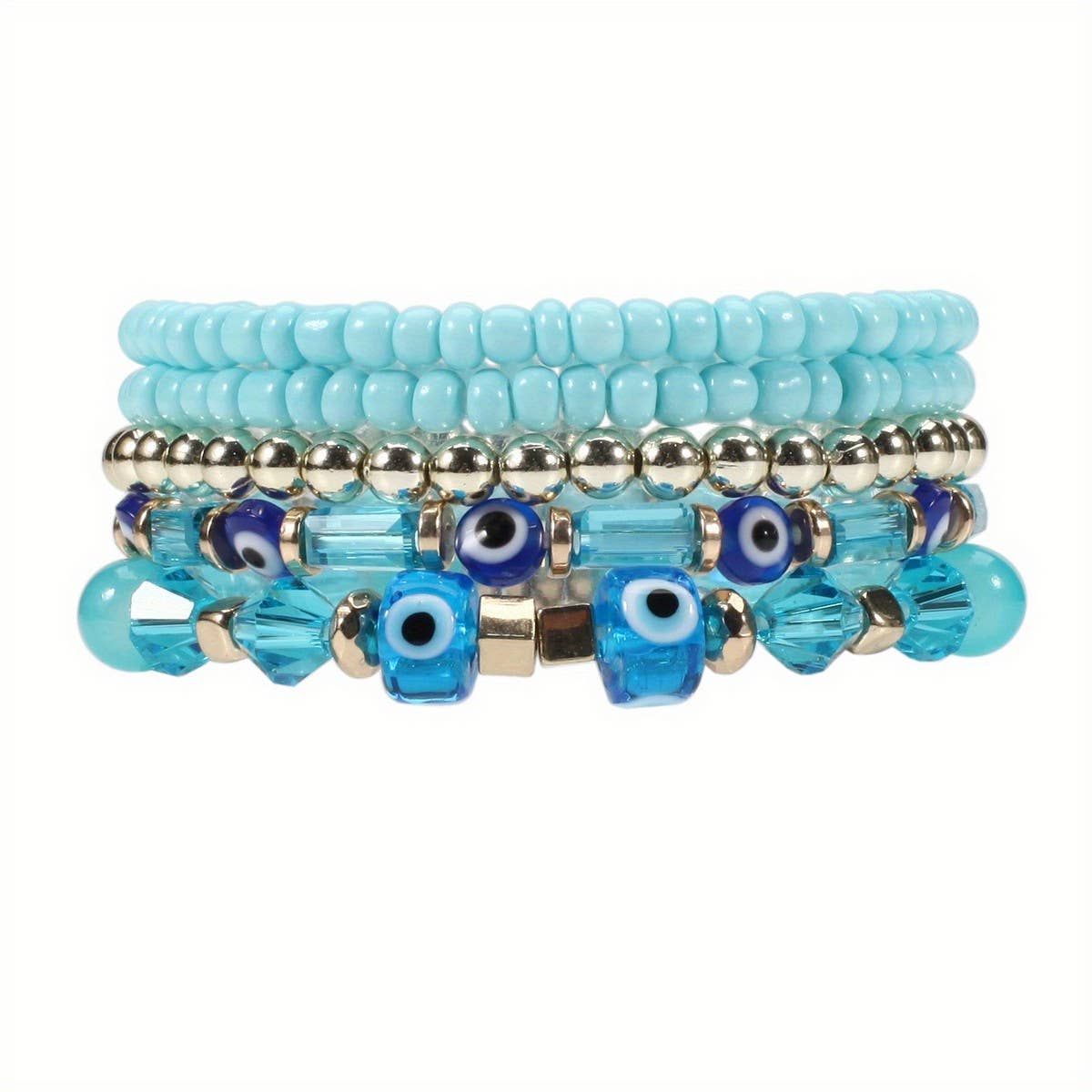 Cwaje05681_Boho Eye Beaded Multi Layer Bracelet For Women