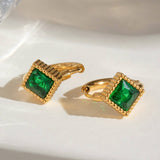 18K GOLD TITANIUM STEEL ZIRCON HIGH END EARRINGS_CWASC1677