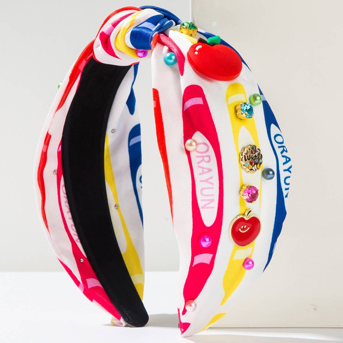 DIAMOND AND PEARL PRINTED FABRIC HEADBAND_CWAHA1777