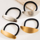 BRUSHED METAL GEOMETRIC ELASTIC HAIR TIE_CWAHA6245
