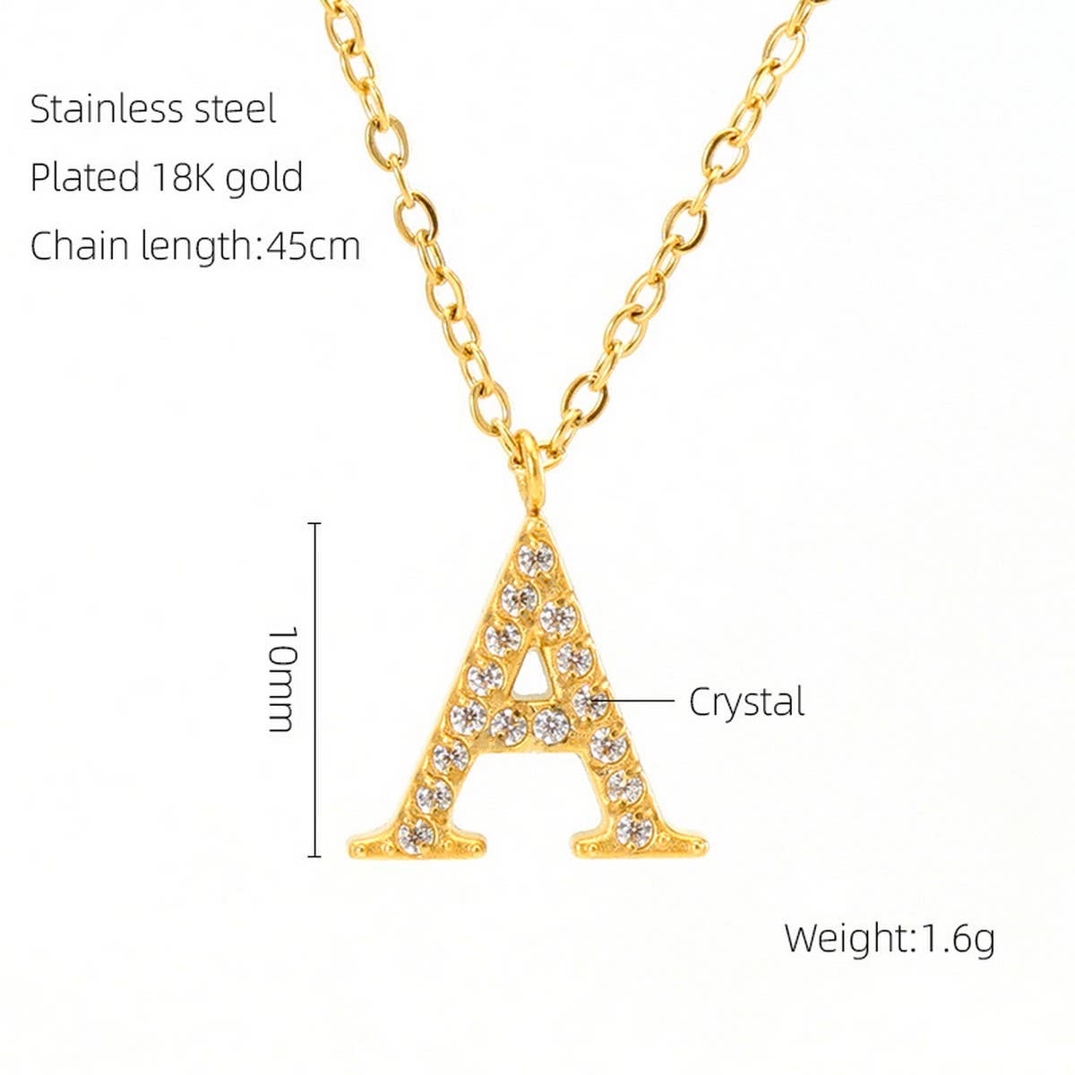 FASHION 26 LETTER DIAMOND PENDANT NECKLACE_CWAJE0684