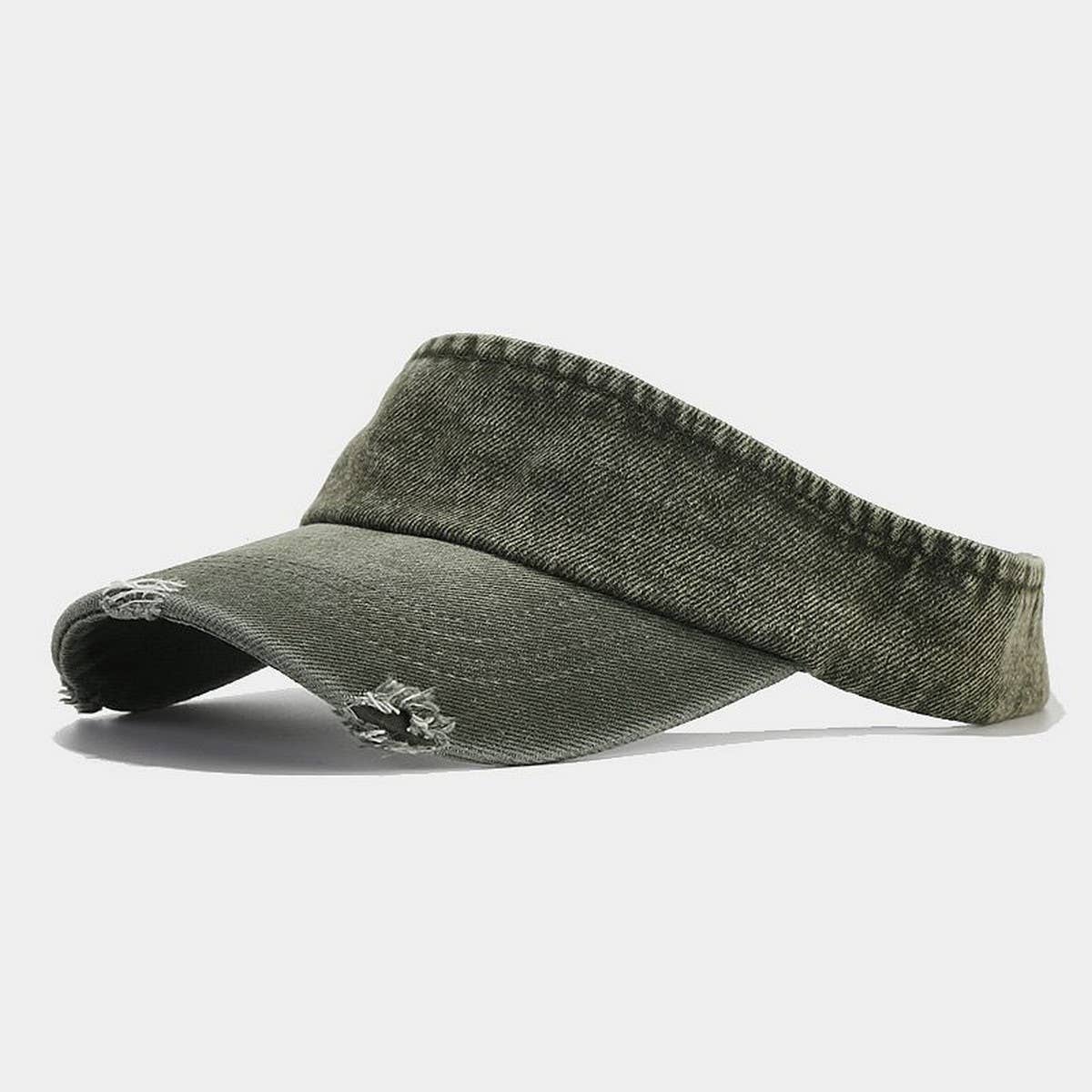 DISTRESSED DENIM VISOR HAT VINTAGE SUNSHADE CAP_CWAH3286