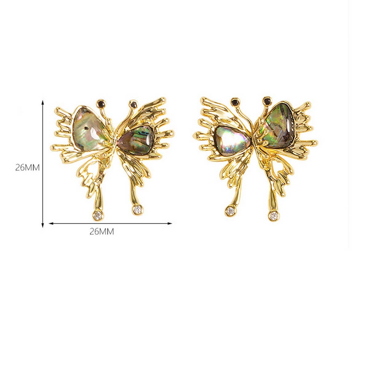 ABALONE BUTTERFLY EARRINGS WITH DIAMOND ANDZIRCONIA_CWMM4352