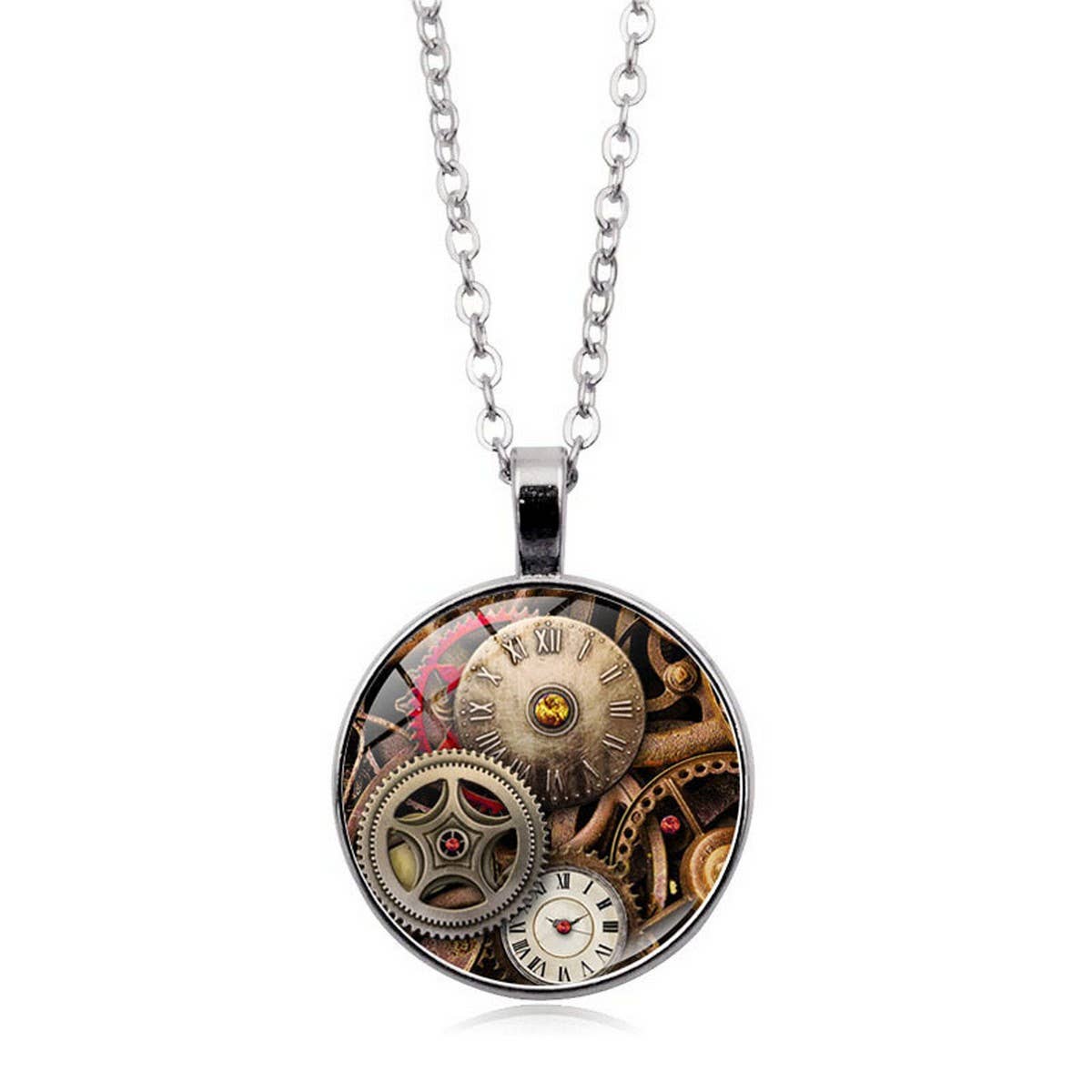 STEAMPUNK MECHANICAL TIME GEM NECKLACE JEWELRY_CWAJE0699