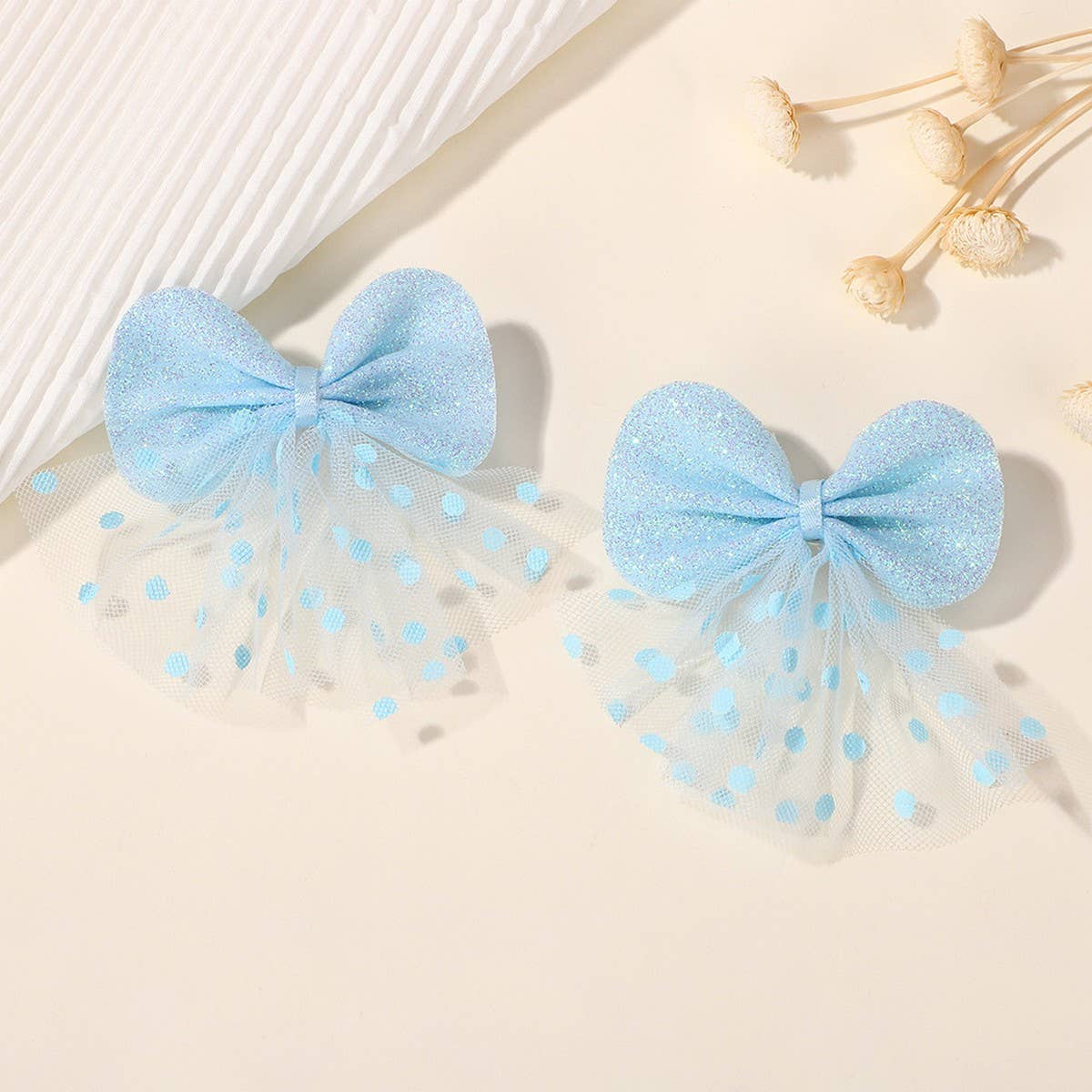 STYLISH DOUBLE LAYER MESH BOW HAIR CLIP FOR KIDS_CWAHA6715