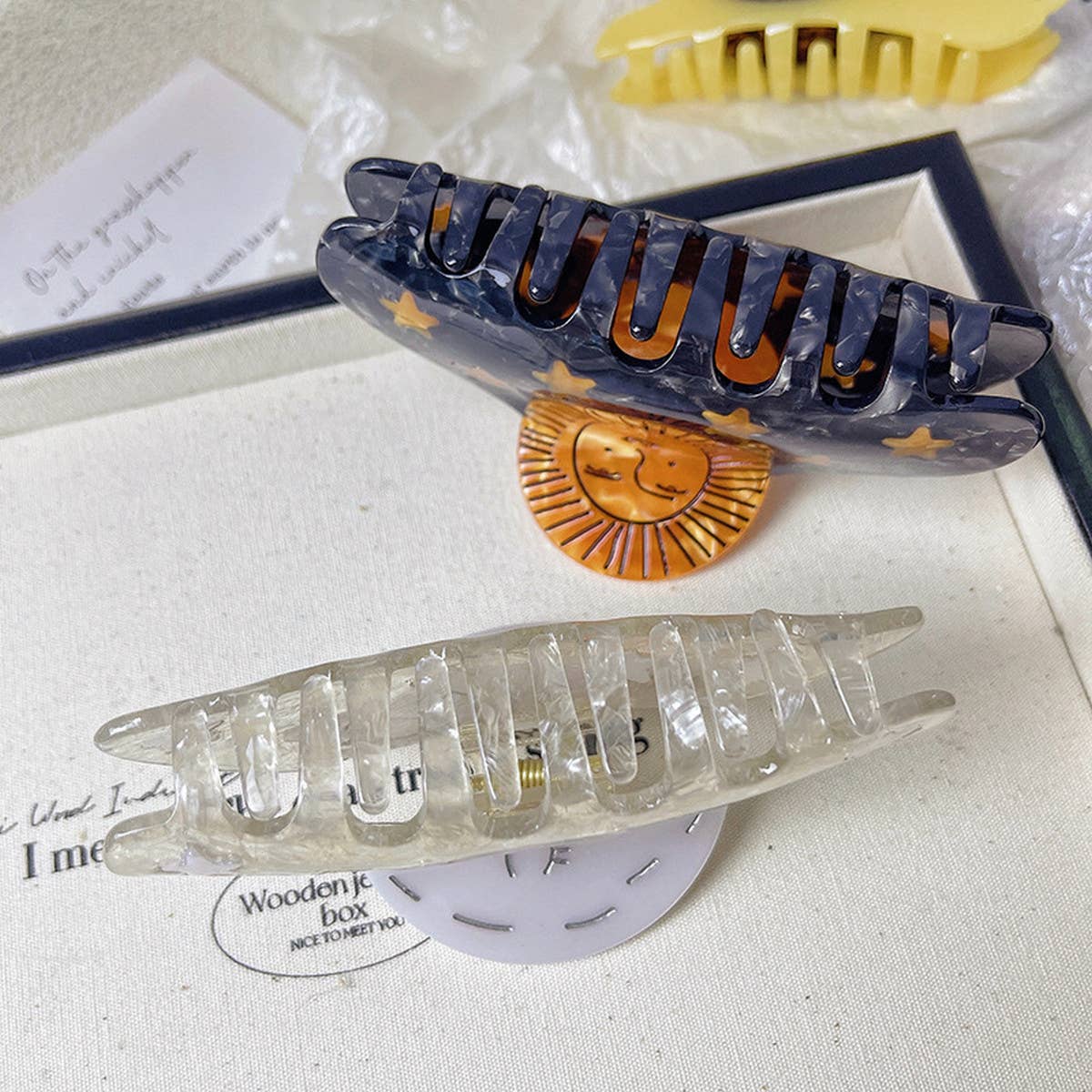 SUNFLOWER SNAIL ACETATE HAIR CLAW CLIP AESTHETIC_CWAHA1329