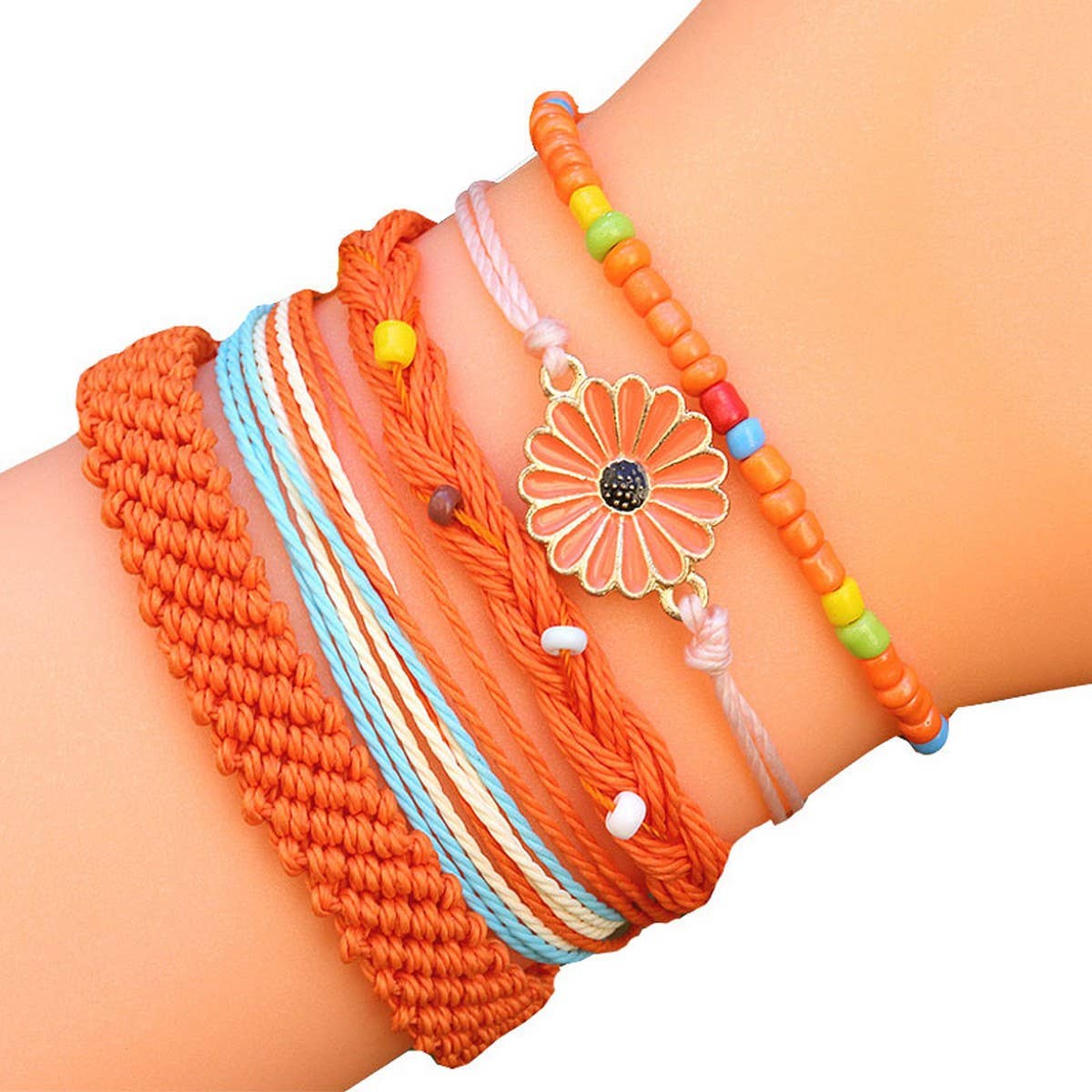 SUNFLOWER DAISY MIXED COLOR WOVEN BRACELET_CWAJE0717