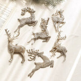 CHAMPAGNE GLITTER DEER CHRISTMAS TREE HANGING_CWMM9760