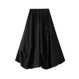 HIGH WAIST ELASTIC WAIST A LINE PLEATED MIDI SKIRT_CWBMS0331