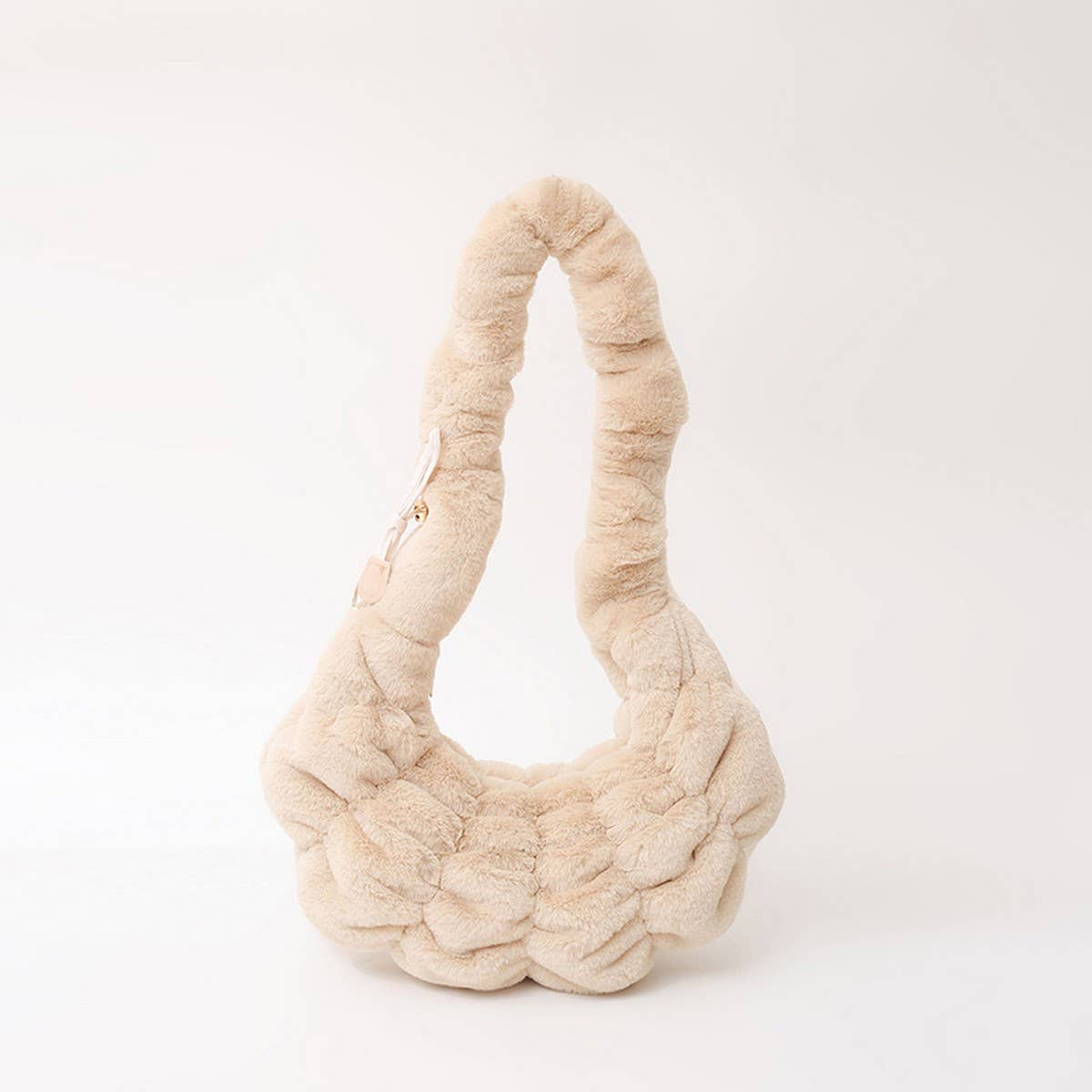 Winter Pleated Shoulder Bag Fashionable Plush Bag_Cwab3953