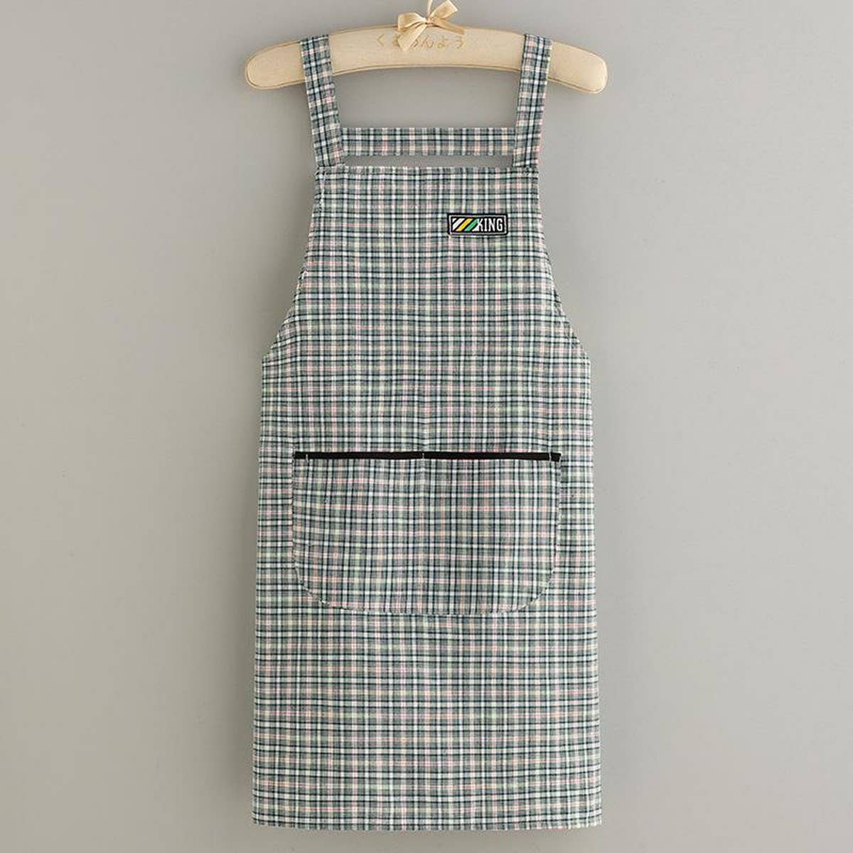 SUMMER THIN PLAID COTTON APRON WITH POCKETS BULK_CWMM2040