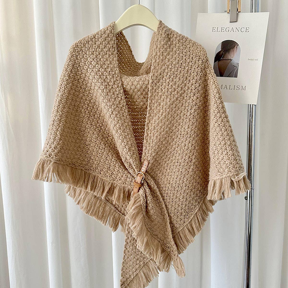 Winter Tassel Cape Scarf Shawl For Warm Layering_Cwasc0764