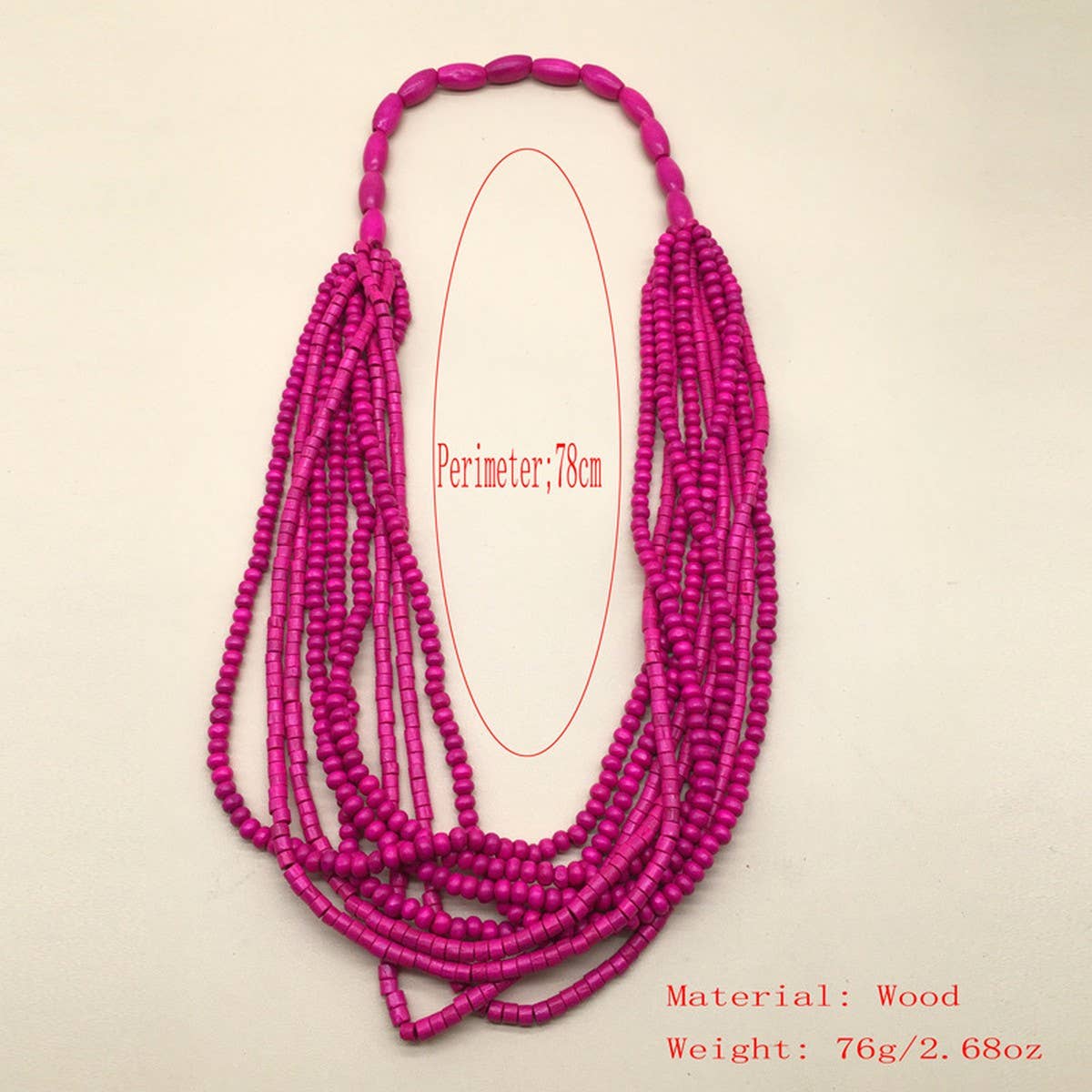 ETHNIC STYLE MULTI LAYERED WOODEN BEAD NECKLACE_CWMM4725