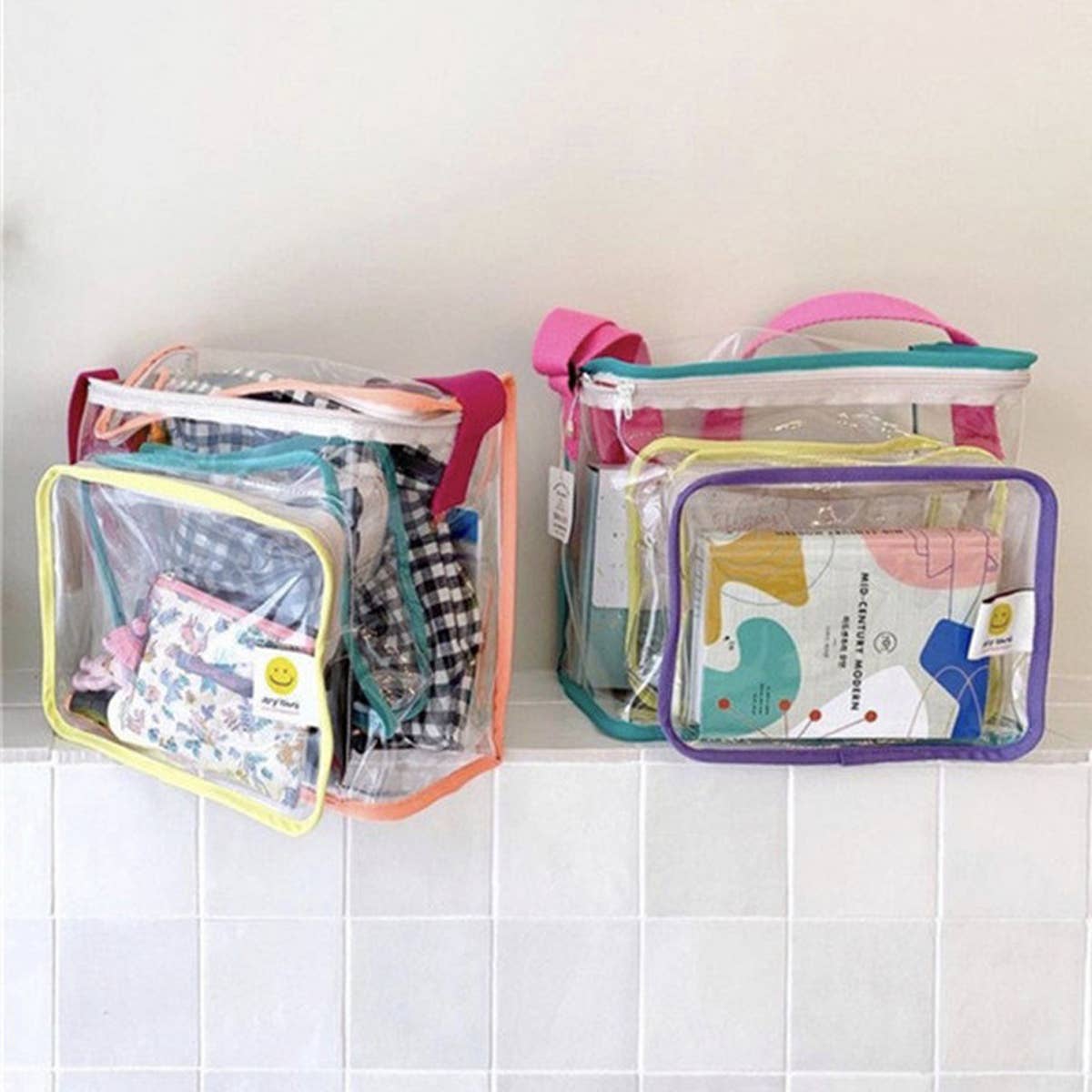 COLOR MATCHING TRANSPARENT BEACH BAG SHOULDER BAG_CWAB1921