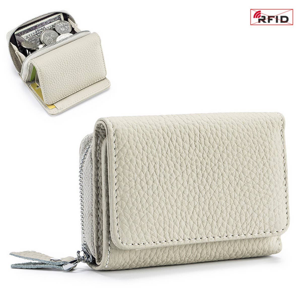 SMALL TRIFOLD MINI LEATHER LARGE CAPACITY WALLET_CWAB3787
