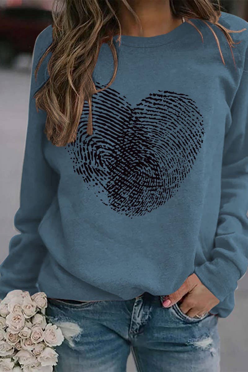 Valentine Day Heart Print Long Sleeved Pullover_Cwtstl0989