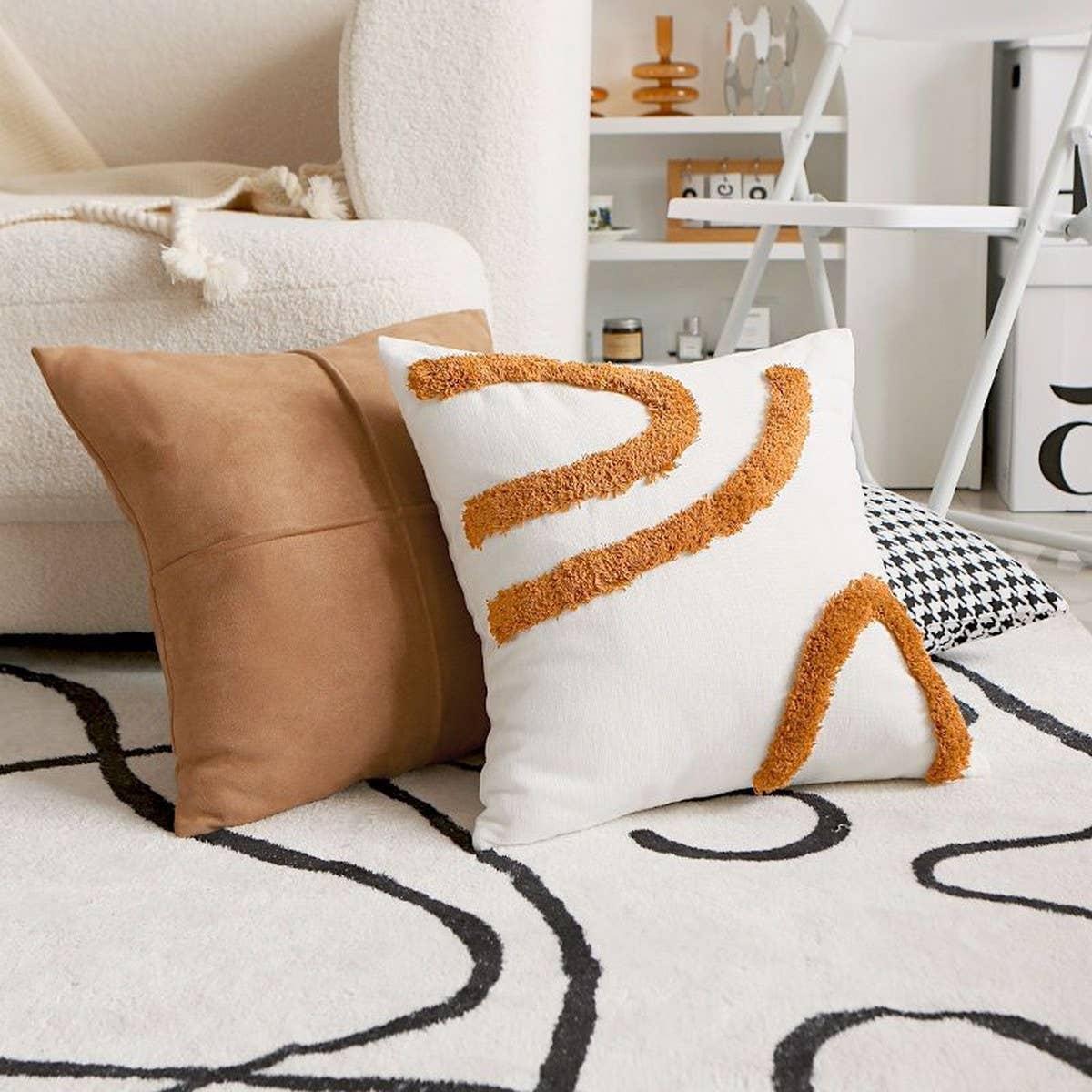 HOUNDSTOOTH SOFA PILLOW COVER BROWN VINTAGE LUXURY_CWMM7710