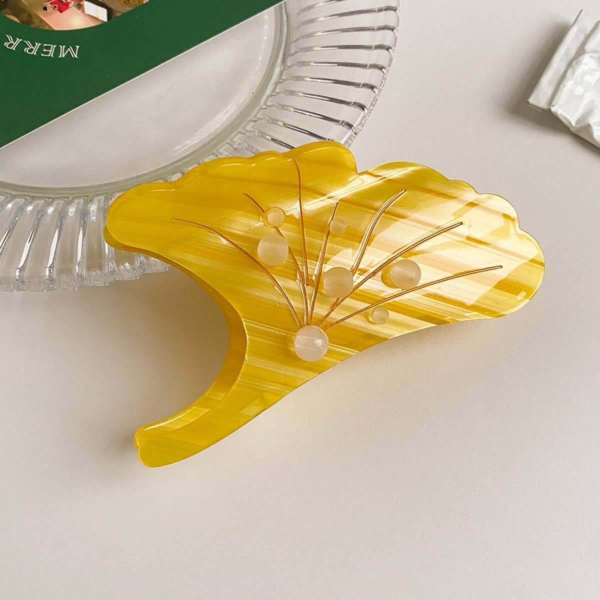 CUTE GREEN FROG GINKGO LEAF HAIR CLIP_CWAHA6013