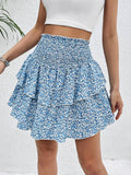 Tailored Floral Double-Layer Short Skirt
