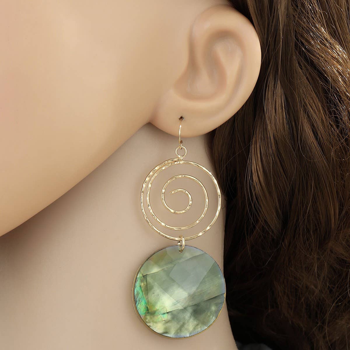 FASHIONABLE MOSQUITO COIL SHELL DISC EARRINGS_CWMM4333
