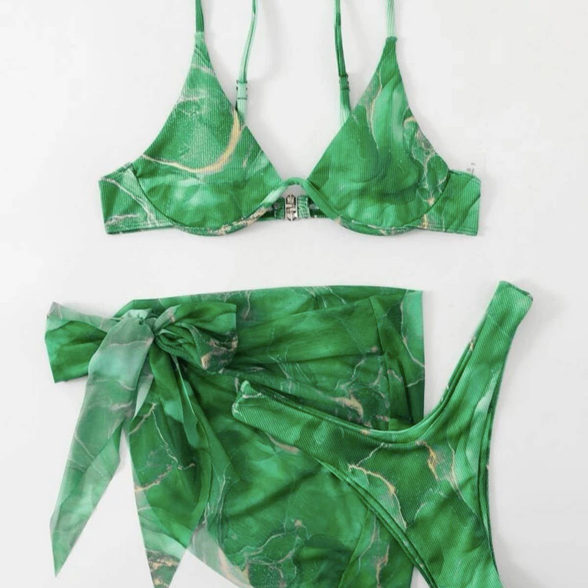MARBLE PRINT BIKINI SET SEXY 3 PIECE SWIMSUIT_CWMW0158