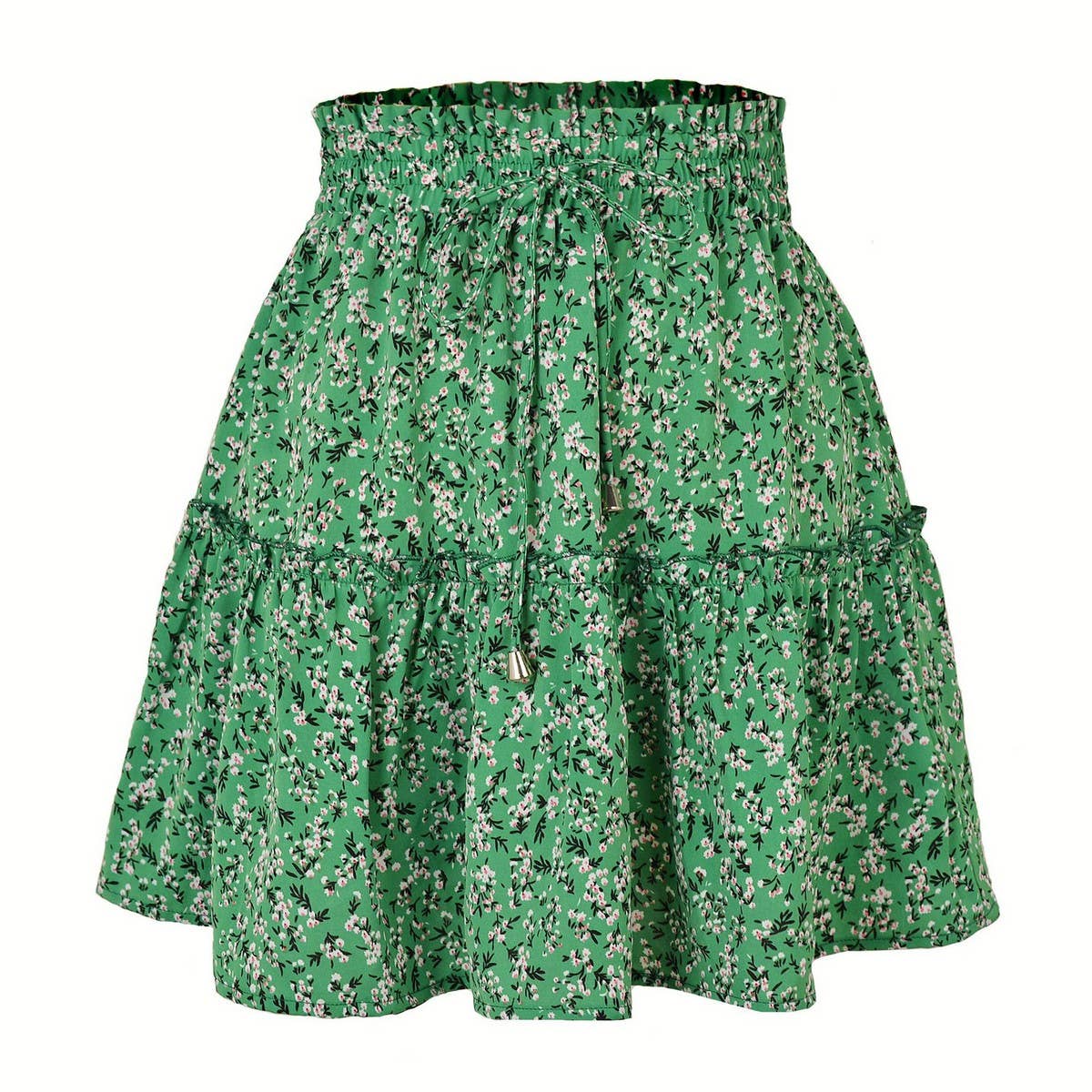 HIGH WAIST PRINTED SKIRT FLORAL SHORT SKIRT_CWAB4795