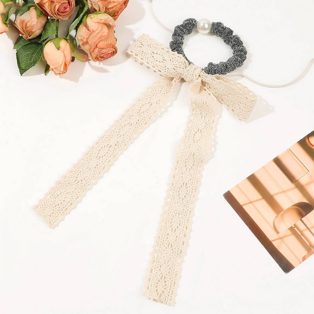 BOW HAIR BAND LACE RIBBON HAIR ROPE_CWAHA1648