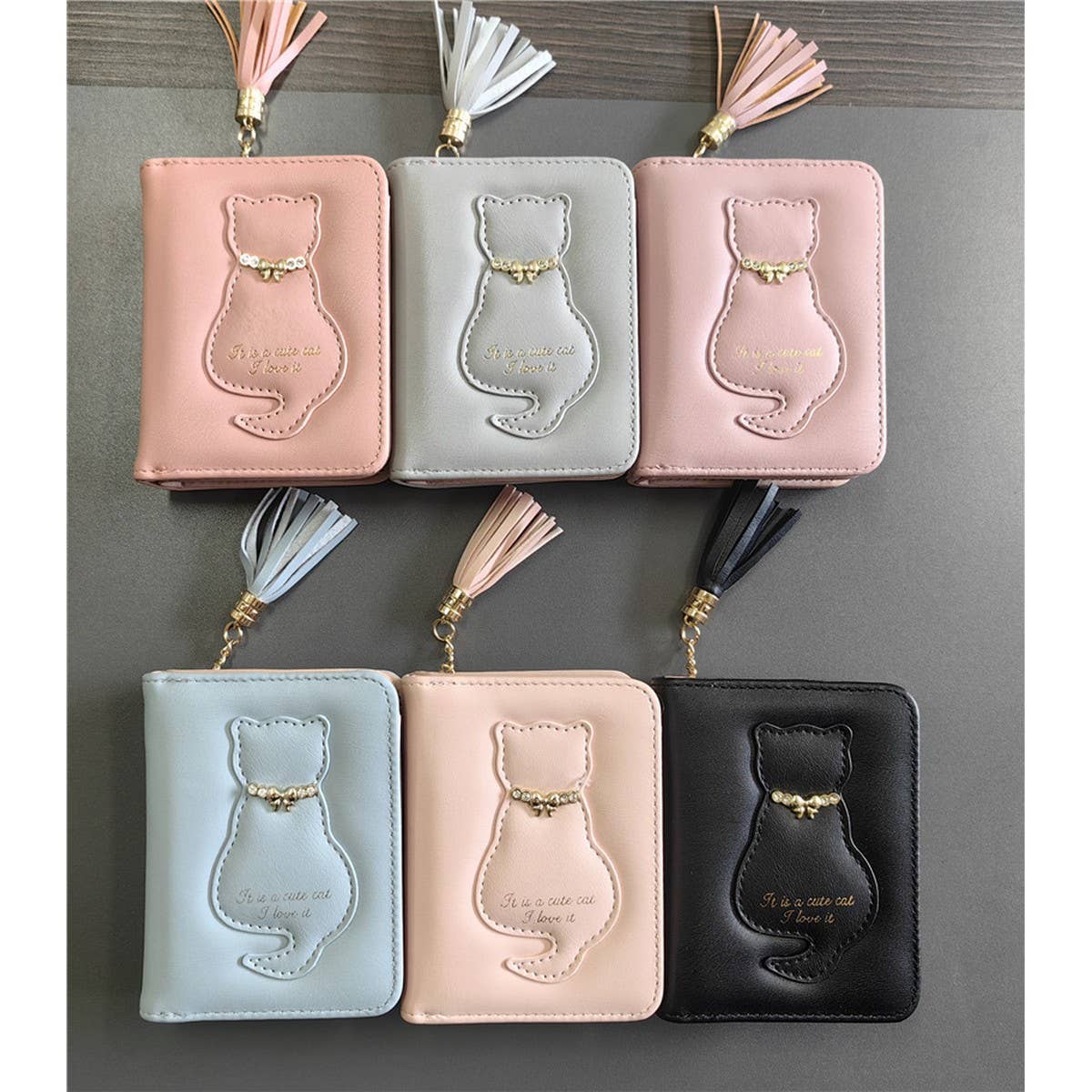 Cute Cat Tassel Zipper Wallet For Girls_Cwab06194