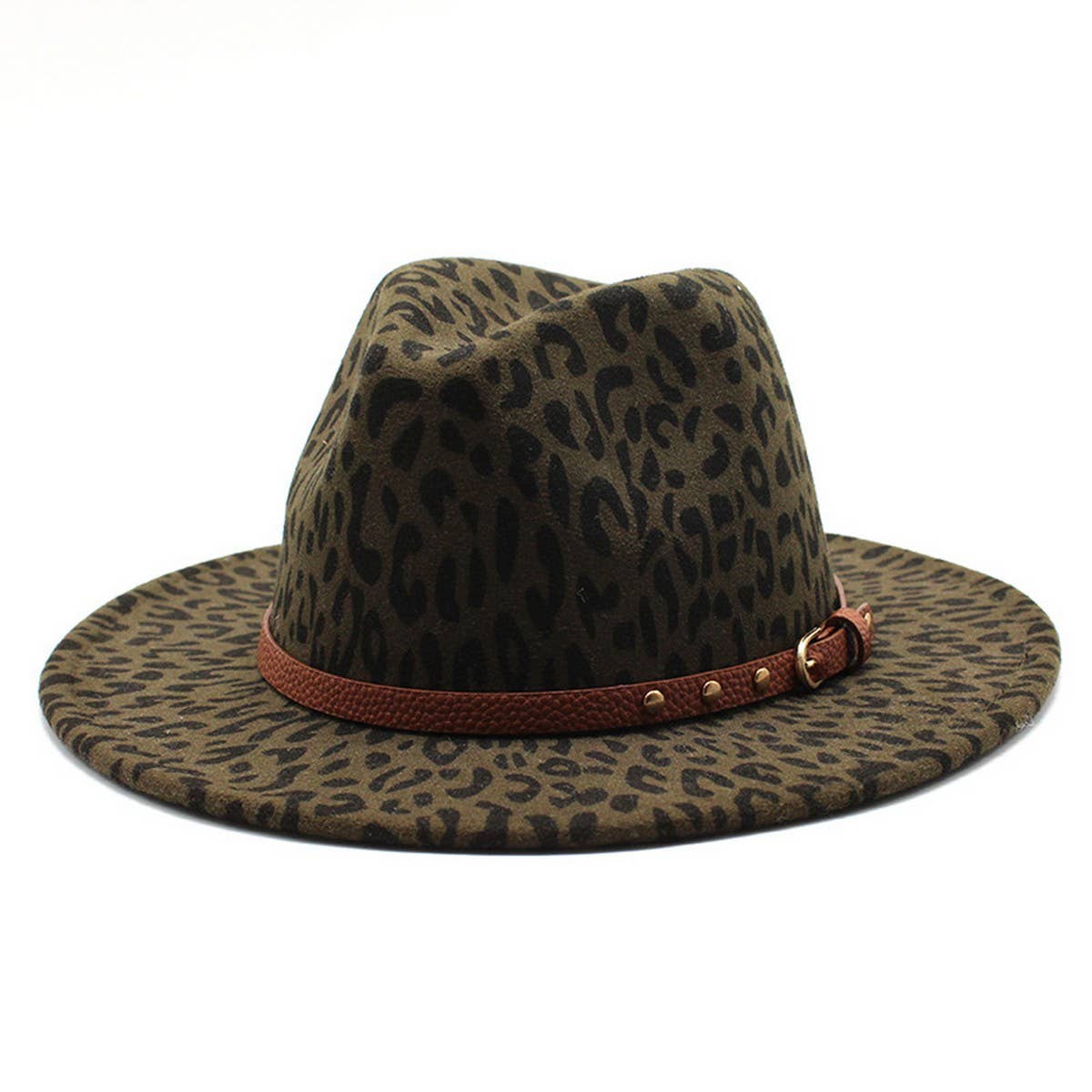 Woolen Hat Leopard Print Jazz Hat Wide Brim Hat_Cwah2543