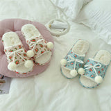 Womens Winter Fur Ball Style Open Toe Slippers_Cwmm2985