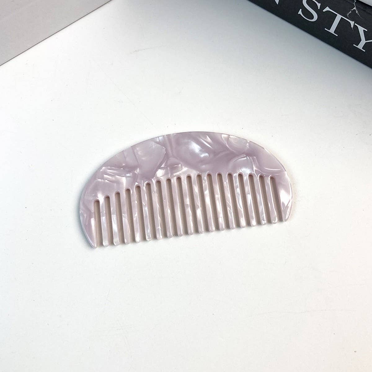 HALF ROUND ACETATE HAIR COMB ANTI STATIC STYLISH_CWMM6434
