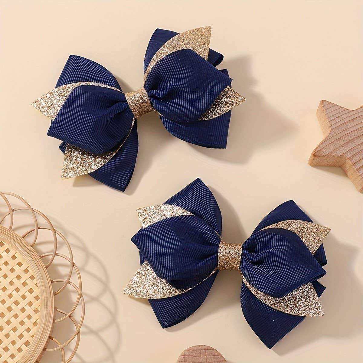 GLITTER BOW HAIR CLIP SET FOR GIRLS PARTY WEAR_CWAHA6733