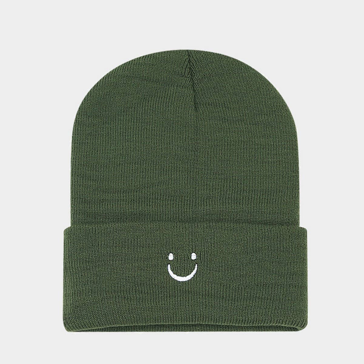 LITTLE SMILEY FACE SIMPLE EMBROIDERED KNITTED HAT_CWAH2070