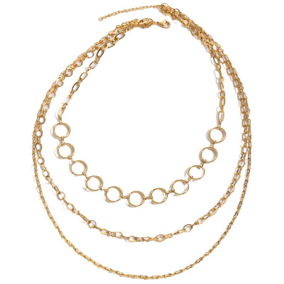 MULTI LAYERED 18K THREE LAYER NECKLACE_CWMM3692