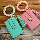 Leather Card Wallet With Silicone Bead Keychain_Cwab4940