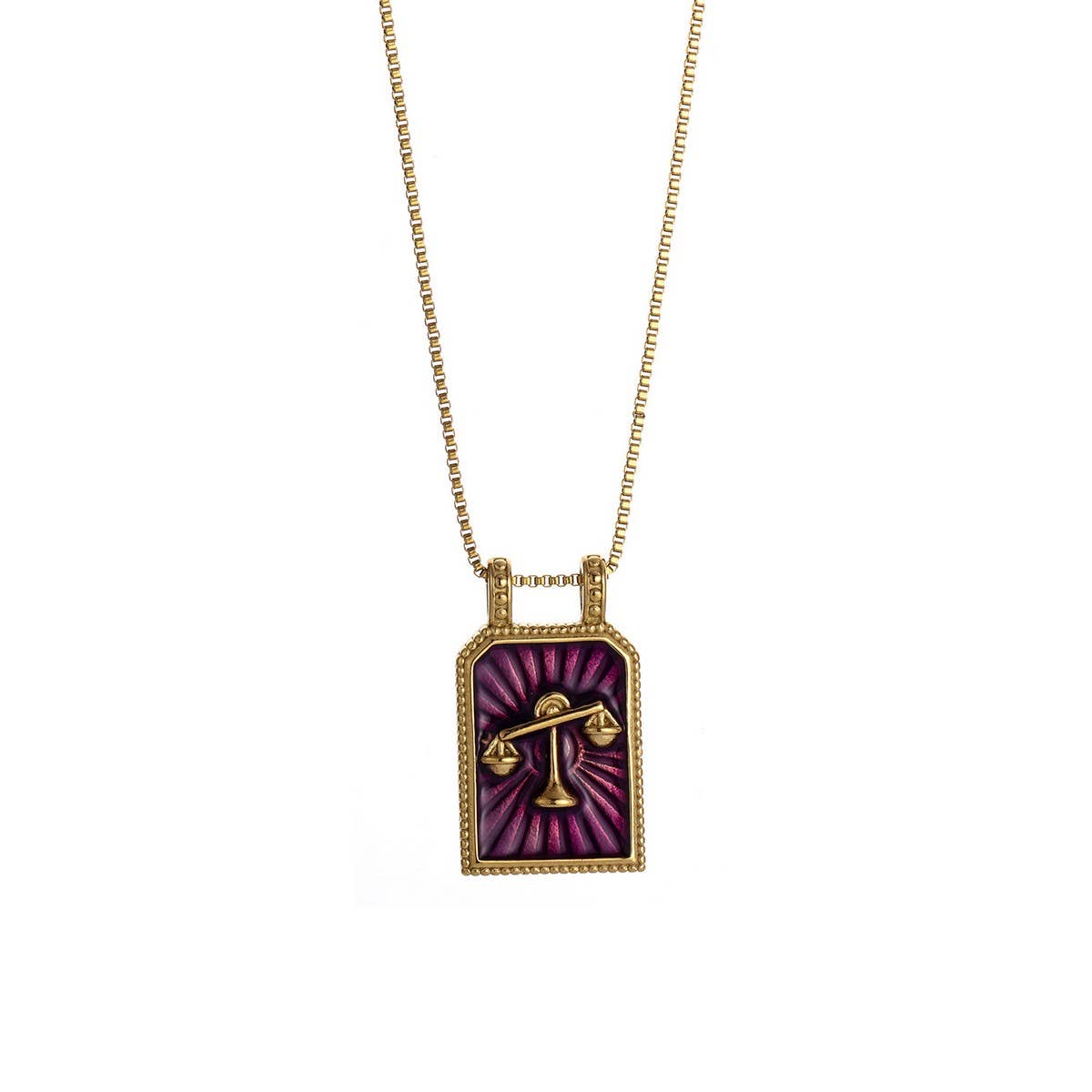 Vintage Square Zodiac Necklace With Enamel_Cwmm8840