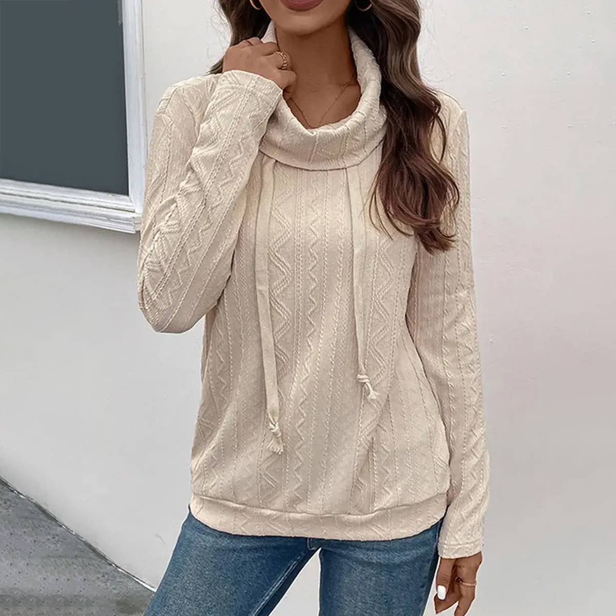 Solid High Neck Sweatshirt_Cwtstl0724