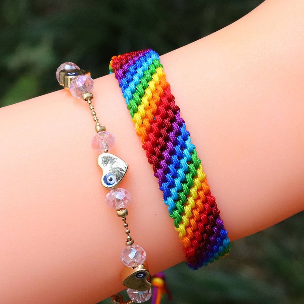 COLORFUL ROPE RAINBOW HAND WOVEN BRACELET_CWAJE0714