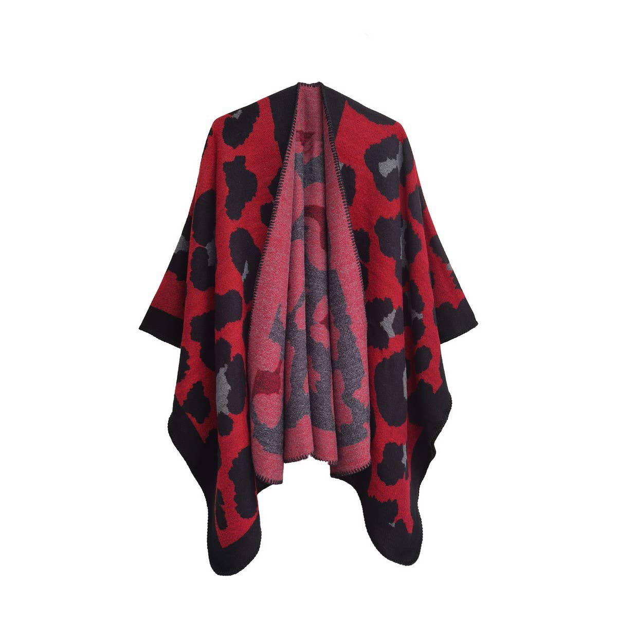 SPOT PATTERN MULTICOLOR WARM SPLIT CLOAK SHAWL_CWASC0297