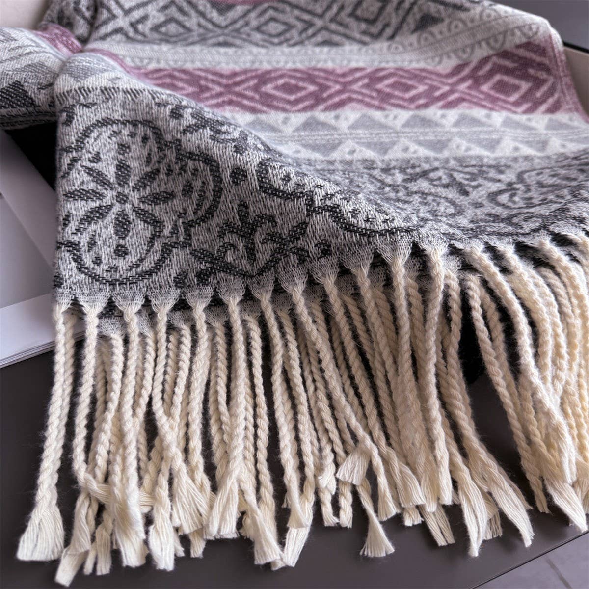 Classic Cashmere Feel Soft Warm Tassel Scarf_Cwasc03243
