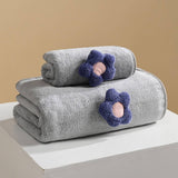 CORAL FLEECE FLOWER SQUARE TOWEL BATH TOWEL SET_CWMM2325