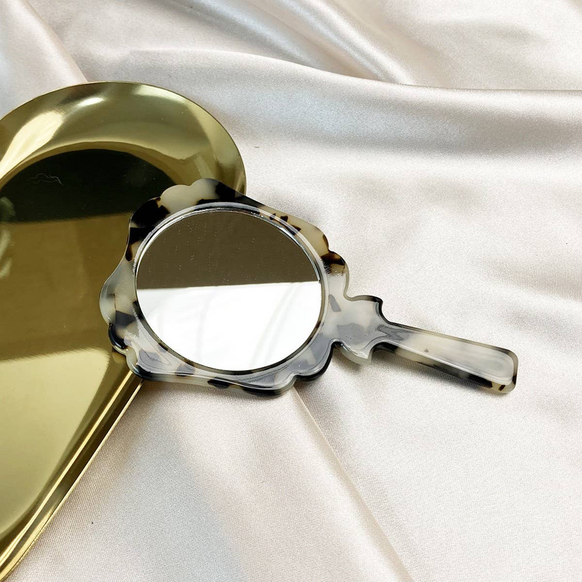 GEOMETRIC ACETATE HANDHELD MAKEUP MIRROR COMPACT_CWMM6386