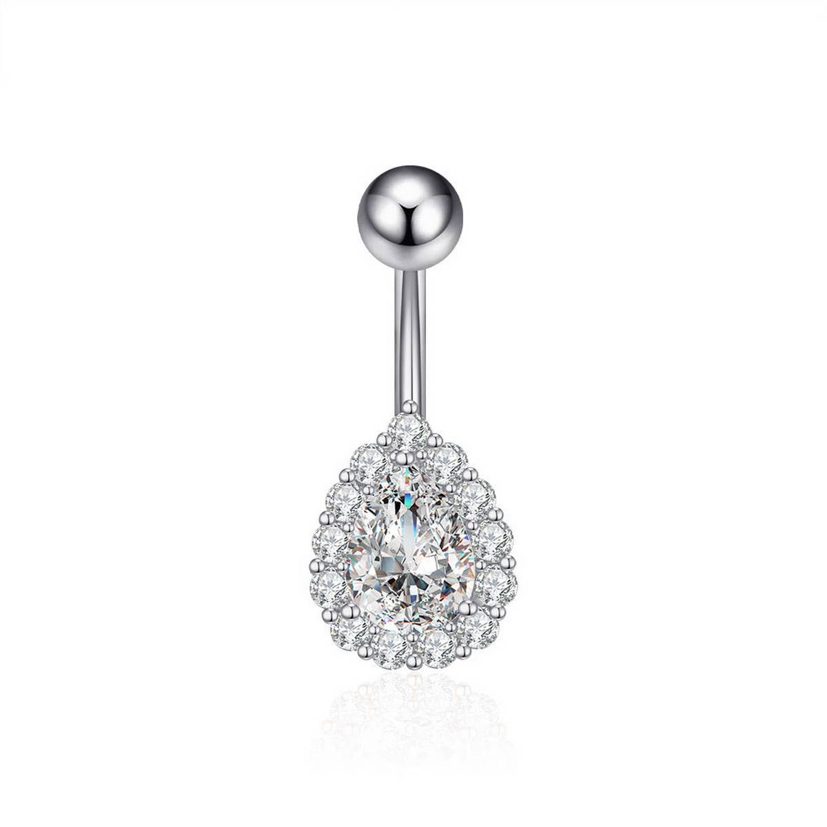 TEARDROP CZ BELLY RING COLORFUL STAINLESS STEEL_CWMM9309