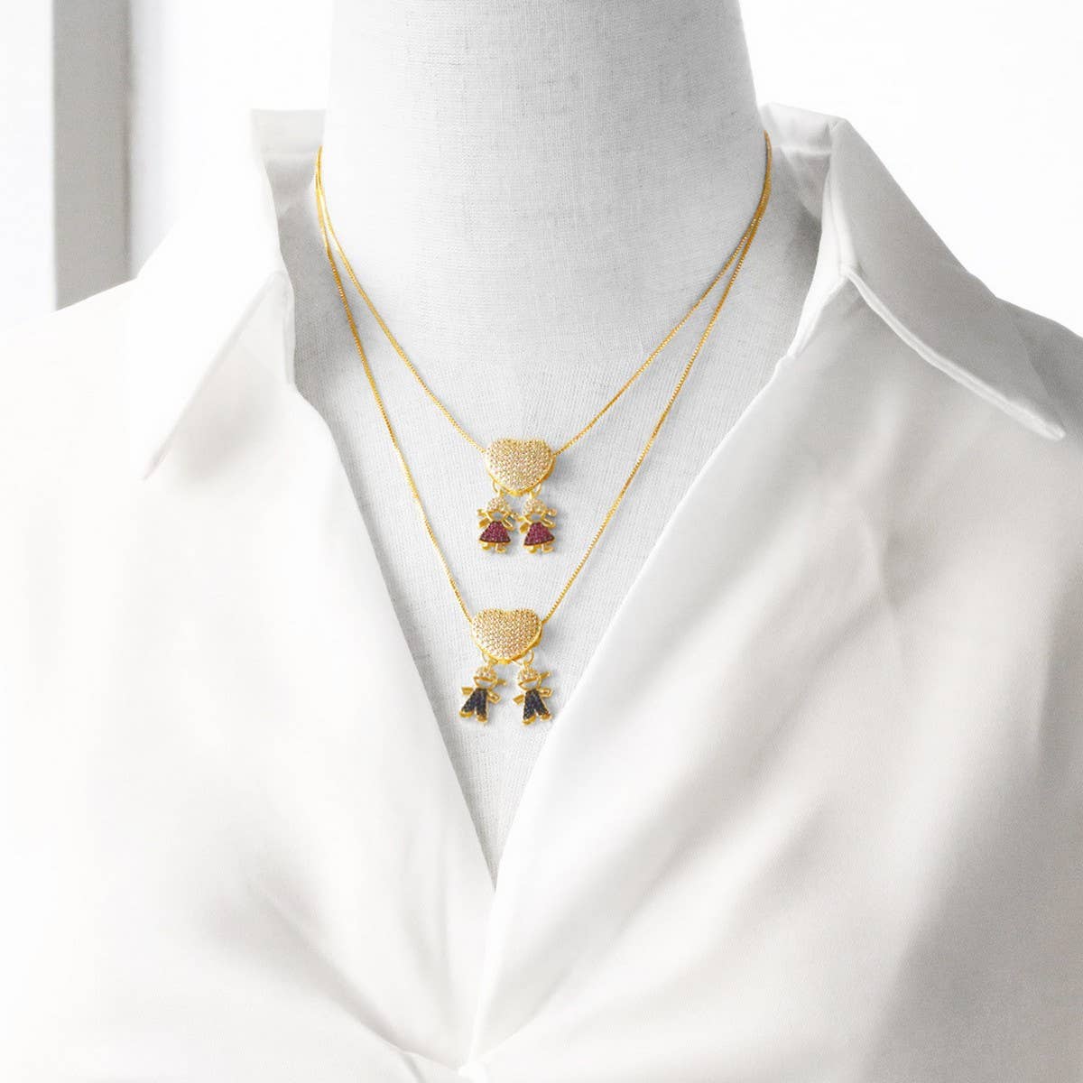 SIMPLE BOYS AND GIRL GOOD FRIENDS PENDANT NECKLACE_CWAJE0891