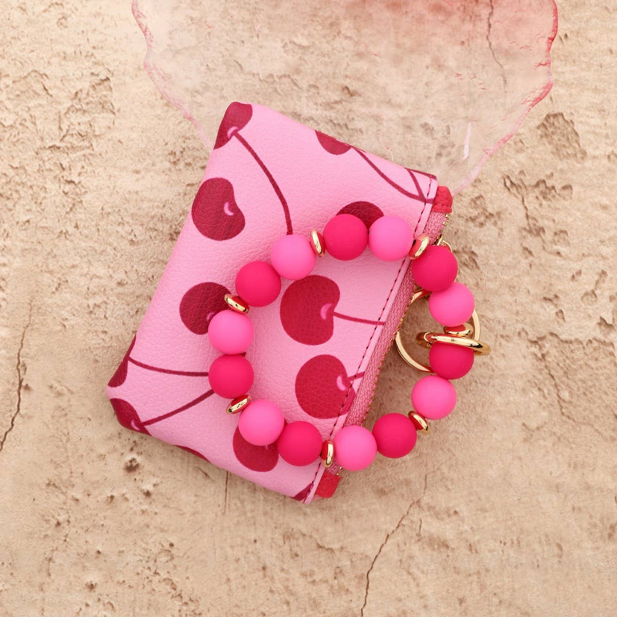 LEATHER CARD COIN PURSE WRISTLET KEYCHAIN BAG_CUAB00435