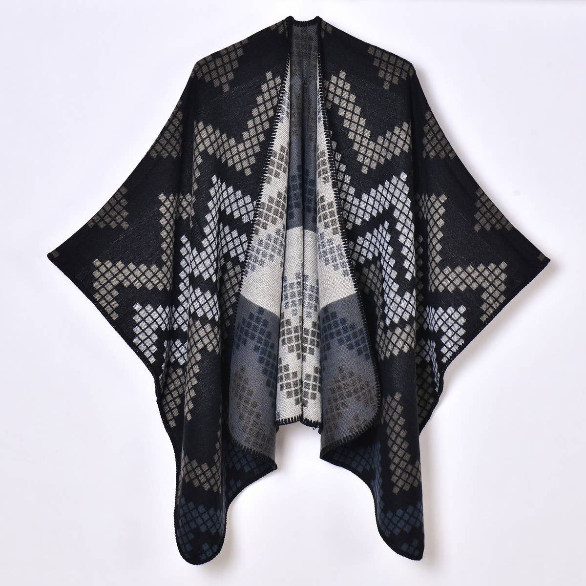 SIMPLE JACQUARD THICKENED CARDIGAN SHAWL_CWASC0951