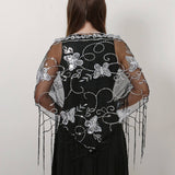 HOLLOW LACE TASSEL BUTTERFLY TRIANGLE SCARF SHAWL_CWMM2000